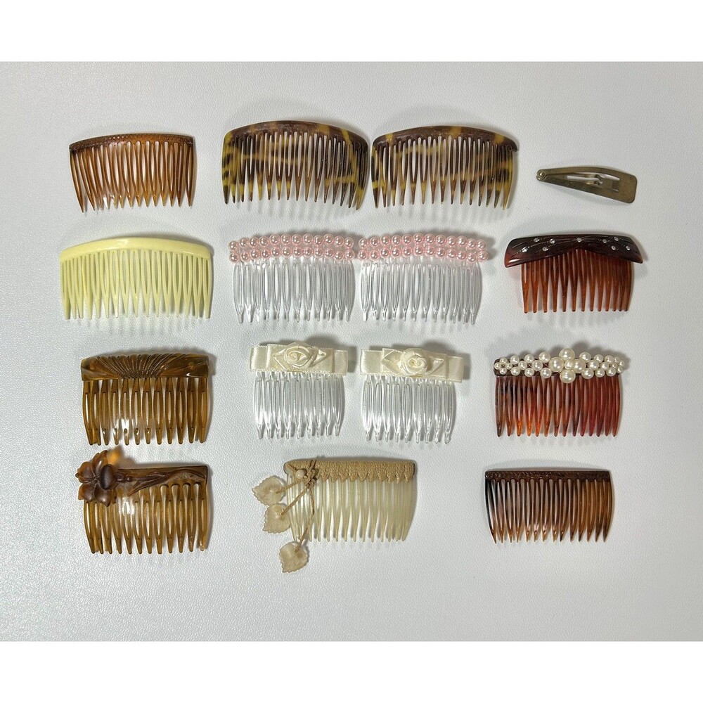 Lot Of 14 Vintage Hair Combs Accessories Various Styles